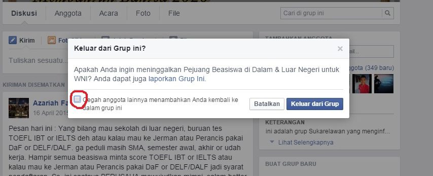 Keluar dari Grup Facebook